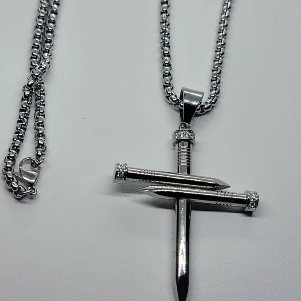 Brand New Stainless Steel Nail Cross with chain